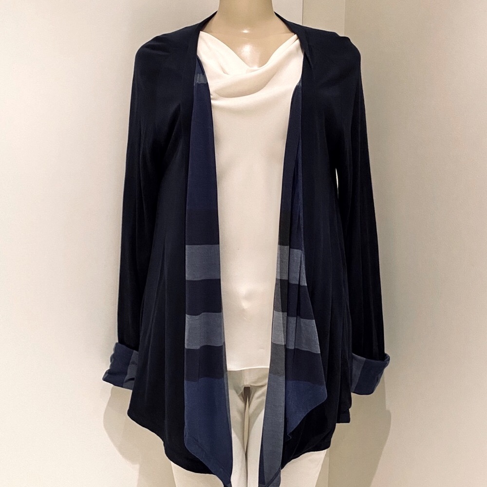 BURBERRY BRIT DRAPE FRONT REVERSIBLE CARDIGAN - Picture 2 of 8